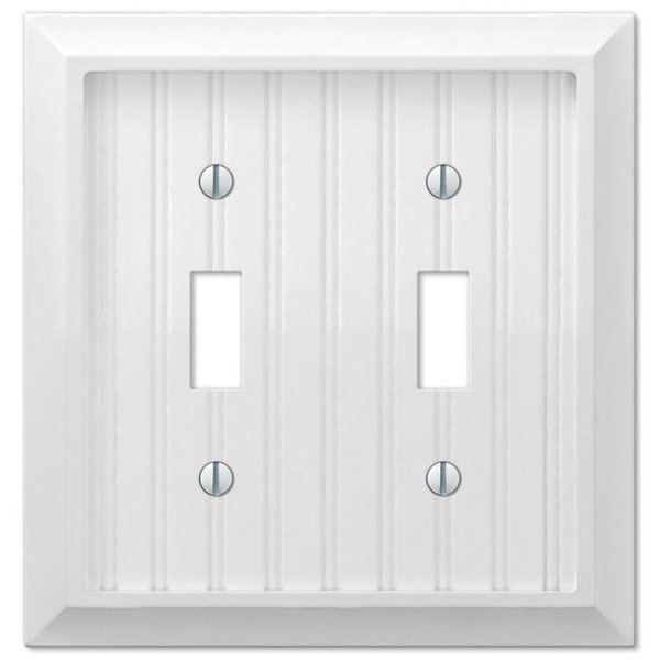 Soundwave 5.06 x 3.12 in. 2 Toggle Cottage White Wood Wall Plate SO778454